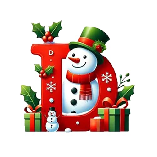 Ewleguzka 26 Buchstaben-Ornamente, Weihnachtsbaumschmuck, personalisierbar, Weihnachtsmann, Monogramm, Anfangsbuchstabe für Baum, DIY, Handwerk, Weihnachtsdekoration, Rot von Ewleguzka