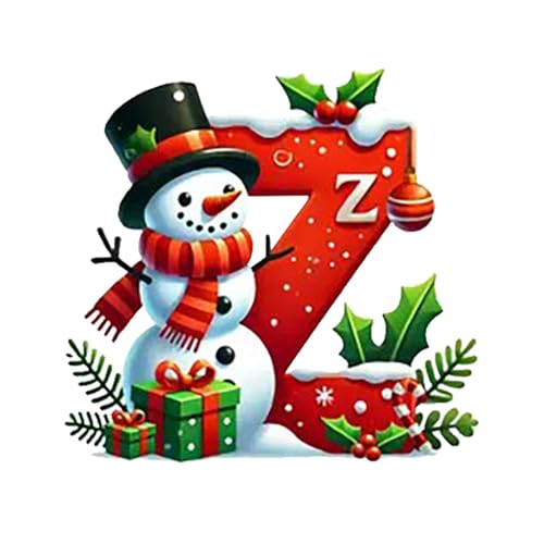 Ewleguzka 26 Buchstaben-Ornamente, Weihnachtsbaumschmuck, personalisierbar, Weihnachtsmann, Monogramm, Anfangsbuchstabe für Baum, DIY, Handwerk, Weihnachtsdekoration, Rot von Ewleguzka