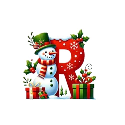 Ewleguzka 26 Buchstaben-Ornamente, Weihnachtsbaumschmuck, personalisierbar, Weihnachtsmann, Monogramm, Anfangsbuchstabe für Baum, DIY, Handwerk, Weihnachtsdekoration, Rot von Ewleguzka
