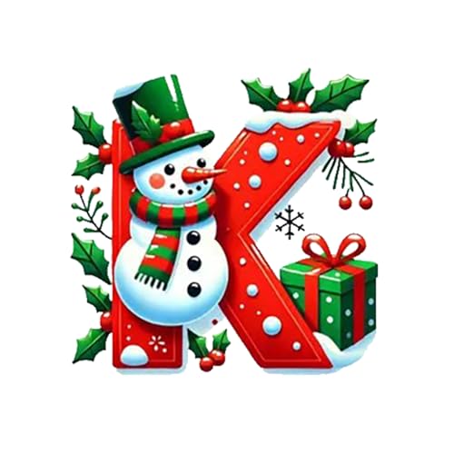 Ewleguzka 26 Buchstaben-Ornamente, Weihnachtsbaumschmuck, personalisierbar, Weihnachtsmann, Monogramm, Anfangsbuchstabe für Baum, DIY, Handwerk, Weihnachtsdekoration, Rot von Ewleguzka