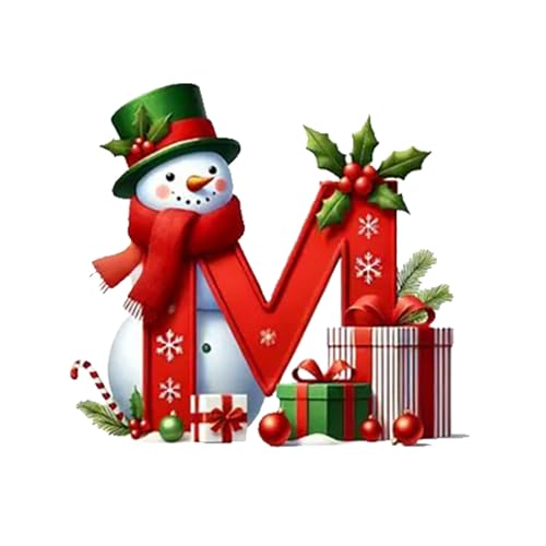Ewleguzka 26 Buchstaben-Ornamente, Weihnachtsbaumschmuck, personalisierbar, Weihnachtsmann, Monogramm, Anfangsbuchstabe für Baum, DIY, Handwerk, Weihnachtsdekoration, Rot von Ewleguzka