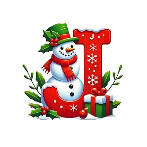 Ewleguzka 26 Buchstaben-Ornamente, Weihnachtsbaumschmuck, personalisierbar, Weihnachtsmann, Monogramm, Anfangsbuchstabe für Baum, DIY, Handwerk, Weihnachtsdekoration, Rot von Ewleguzka