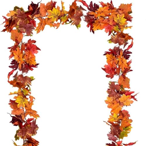 Ewleguzka Herbstblätter-Girlande, künstliche Herbstgirlande, Ahornblatt, 1,5 m, Dekoration, Herbstdekoration, einfach aufzuhängen, für Kaminsims und Tisch von Ewleguzka