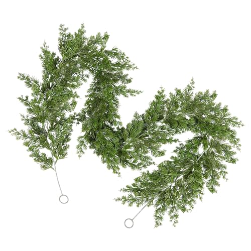 Ewleguzka Norfolk-Kiefergirlanden, fühlt sich echt an, künstliche grüne Girlande für Weihnachten, Tisch, Wand, Kamin, Kaminsims, Außendekoration von Ewleguzka