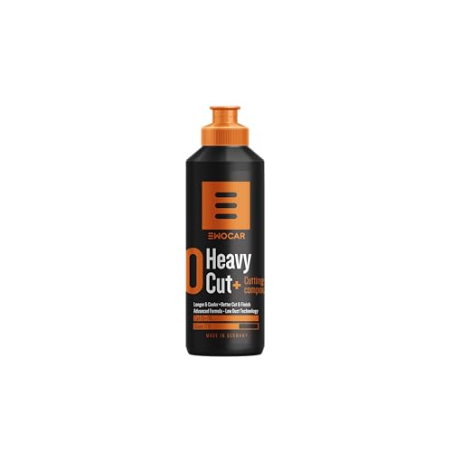 Ewocar Heavy Cut+ Auto Politur 250ml, Profi Autopolitur Kratzer Entfernen Extra Starke Schleifpaste mit P800 Schleifspuren Entfernung, Wasserbasiert Ohne Silikon Niedrig Staubend von Ewocar