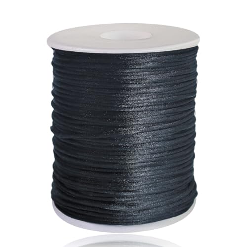 Ewparts 110 Yards 2mm Black Nylon String for Bracelet Making Rattail Satin Nylon Cord Bracelet String for Jewelry Making Necklace Beading Cord Lanyard String Keychains Chinese Knotting Silk Cord Ewparts 110 Yards 2mm Black Nylon String for Bracelet Making Rattail Satin Nylon Cord Bracelet String for Jewelry Making Necklace Beading Cord Lanyard String Keychains Chinese Knotting Silk Cord von Ewparts