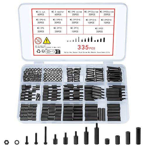 335 Stück M2,5 Nylon Schrauben Muttern Set, Schwarz Nylon Abstandshalter Schraubenmuttern, Männlichen Weiblichen PCB Platinen Abstandshalter Kunststoff Kreuzschlitzschrauben Sortiment Kit 335 Stück M2,5 Nylon Schrauben Muttern Set, Schwarz Nylon Abstandshalter Schraubenmuttern, Männlichen Weiblichen PCB Platinen Abstandshalter Kunststoff Kreuzschlitzschrauben Sortiment Kit von Ewwtrey