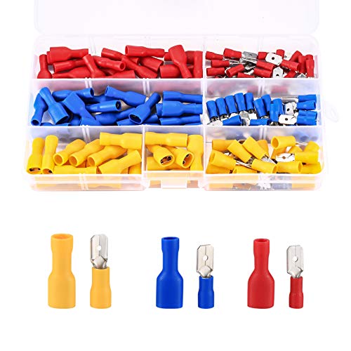 Ewwtrey 200 Stück Stecker und Buchse Lötverbinder, Bullet Kabelverbinder, Quetschverbinder, Butt Crimp Connectors Cable Connectors für Elektrische Kabelklemmen (Rot, Gelb, Blau) von Ewwtrey