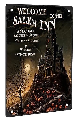 Welcome to the Salem Inn Blechschild, Weilcome Ghouls Hexen, Gothic, Halloween, Metallschild für Schlafzimmer, Café, Bar, Badezimmer, Café, Zuhause, Geschäft, Wanddekoration, 20,3 x 30,5 cm Welcome to the Salem Inn Blechschild, Weilcome Ghouls Hexen, Gothic, Halloween, Metallschild für Schlafzimmer, Café, Bar, Badezimmer, Café, Zuhause, Geschäft, Wanddekoration, 20,3 x 30,5 cm von Ewxibnc