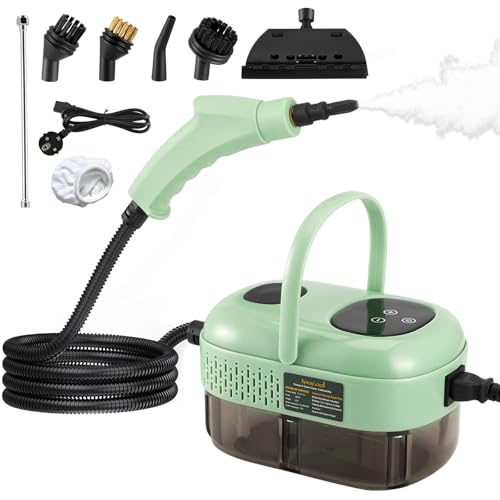Dampfreiniger für Alles mit 9 Zubehör, 3,0 Bar 2500W Handdampfreiniger 1100ML zum Entfernen von Schmutz und Fett, Tragbarer Dampfdruck mit 3 Bürstenköpfen ür Küchenmöbel, Badezimmer, Auto (Grün) Dampfreiniger für Alles mit 9 Zubehör, 3,0 Bar 2500W Handdampfreiniger 1100ML zum Entfernen von Schmutz und Fett, Tragbarer Dampfdruck mit 3 Bürstenköpfen ür Küchenmöbel, Badezimmer, Auto (Grün) von ExKeen