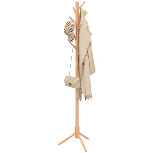 Exabang Garderobenständer Holz, Kleiderständer Jackenständer Kleiderständer Taschenständer Coat Rack Gardarobenstaender für Kleidung, Hüte, Taschen von Exabang