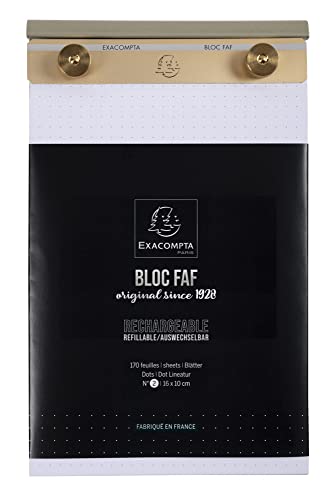 Exacompta 12122E Schreibblock FAF gepunktet 170 Blatt , 16 x 10 cm, mikroperforiert, ideal für Ihre Notizen, Retro-Design mit zeitloser Eleganz, endlos auswechselbar und nachfüllbar von Exacompta
