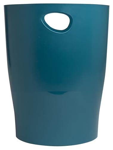 EXACOMPTA - 1 Papierkorb mit Griffen ECOBIN NeoDeco – Volumen 15 Liter – Maße 26,3 x 26,3 x 33,5 cm – für Büro oder Zuhause – Farbe Entenblau von Exacompta