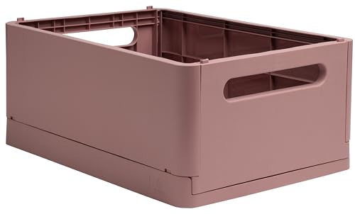 Exacompta 27238D Aufbewahrungsbox SMART CASE MAXI. Faltbare Mehrzweckbox aus Recycling-Kunststoff DIN A4+ stapelbare Klappkiste Klappkorb Klappbox Allzweckbox Aufbewahrungskiste Altrosa von Exacompta