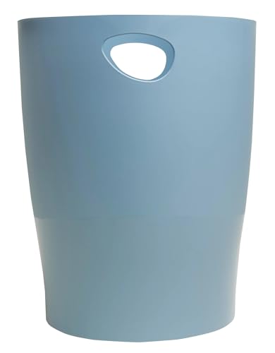 EXACOMPTA - Ref. 45370D – 1 Papierkorb mit Griffen ECOBIN Autentik – großes Fassungsvermögen 15 l – Maße 26,3 x 26,3 x 33,5 cm – für Büro oder Zuhause – Blau Grau von Exacompta