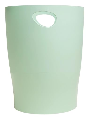 EXACOMPTA - Ref. 45380D – 1 Papierkorb mit Griffen ECOBIN Autentik – großes Fassungsvermögen 15 l – Maße 26,3 x 26,3 x 33,5 cm – für Büro oder Zuhause – Salbeigrün von Exacompta