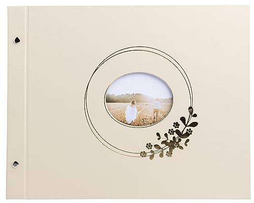 EXACOMPTA - Ref. 60233E – Fotoalbum mit Schraubverschluss Ringflower Latté – 160 Fotos – 40 weiße Seiten – Format 37 x 29 cm – Einband mit Papier in PU-Optik und Sichtfenster von Exacompta