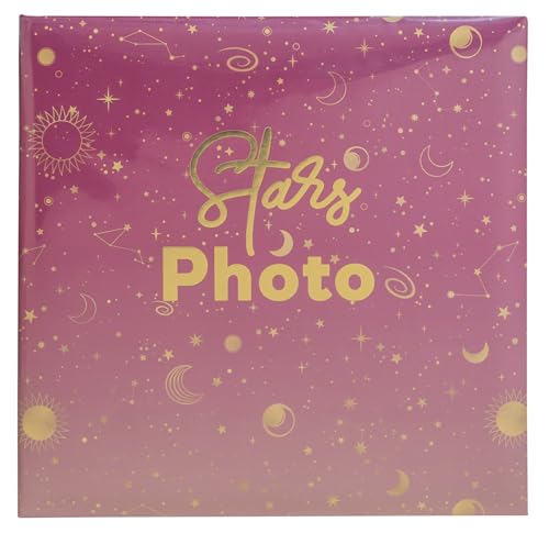 EXACOMPTA - Ref. 62112E – Karton mit 2 Fotoalben mit Hüllen Moon – 200 Fotos 10 x 15 cm – 100 Seiten – Format 22,5 x 22 cm – rosa Einband mit Umschlag aus Kunststoff geschützt von Exacompta