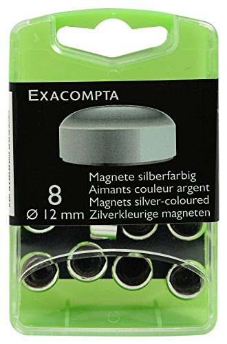 Exacompta 11213E 8er Pack Magnete Ø 12mm silber in Kunststoffbox Magnetkraft 320 g von Exacompta