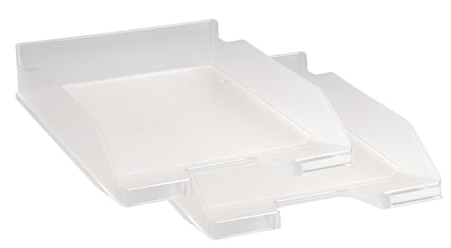 Exacompta 11323SD 2er Pack Briefablage Combo Midi aus stabilem Kunststoff DIN A4. Idealer Briefkorb für Ihre Organisation. Robuster und stapelbarer Ablagekorb glasklar transparent von Exacompta