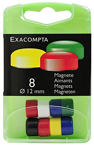 Exacompta 11345E 8er Pack Magnete Stärke F12 Durchmesser 12mm farbig sortiert in 6 verschiedenen Farben von Exacompta