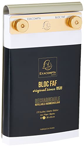 Exacompta 12112E Schreibblock FAF blanko 170 Blatt , 16 x 10 cm, mikroperforiert, ideal für Ihre Notizen, Retro-Design mit zeitloser Eleganz, endlos auswechselbar und nachfüllbar von Exacompta