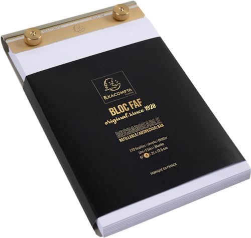 Exacompta 12114E Schreibblock FAF blanko 170 Blatt , 21 x 13,5 cm, mikroperforiert, ideal für Ihre Notizen, Retro-Design mit zeitloser Eleganz, endlos auswechselbar und nachfüllbar von Exacompta