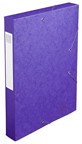 Exacompta 14015H Premium Sammelbox mit Gummizug 40 mm breit aus extra starkem Colorspan-Karton mit Rückenschild für DIN A4 Archivbox Heftbox Dokumentenbox Zeichenbox Sammelmappe lila von Exacompta