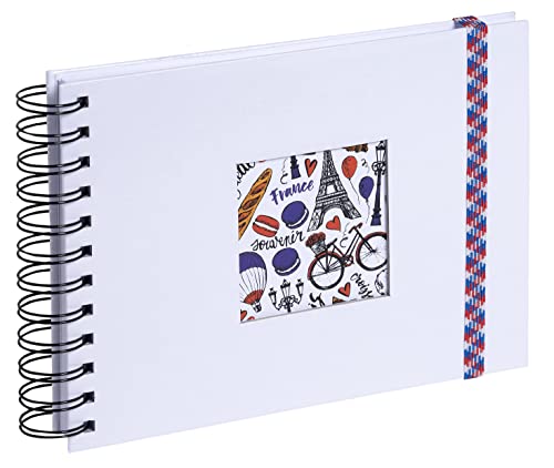 Exacompta 15134E Fotoalbum mit Spiralbindung FRENCH'CLASS 150 Fotos 50 weiße Seiten Format 23 x 16 cm weißer Einband aus beschichtetem Papier mit Gummiband zum Verschließen von Exacompta