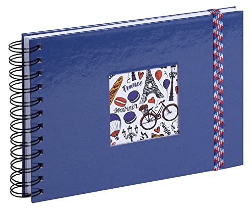 Exacompta 15136E Fotoalbum mit Spiralbindung FRENCH'CLASS 50 Fotos 50 weiße Seiten Format 23 x 16 cm blauer Einband aus beschichtetem Papier mit einem Gummiband zum Verschließen von Exacompta