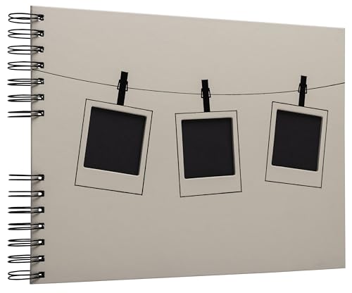 Exacompta - 16823E - Spiralalbum Instants beige - 150 Fotos - 50 schwarze Seiten - Format 32 x 22 cm - Einband mit PU-Effektpapier und schwarzer Glanzmarkierung von Exacompta