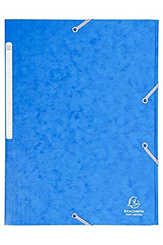 Exacompta 17105H 25er Pack Einschlagmappe aus extra starkem Colorspan-Karton für DIN A4 mit 3 Klappen und 2 Gummizügen blau von Exacompta