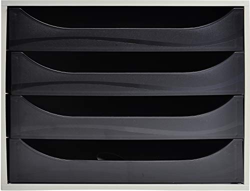Exacompta 2286014D Ablagebox Office mit 4 Schubladen für DIN A4+ Dokumente. Ecobox mit hoher Kapazität für mehr Platz auf dem Schreibtisch Big Box Grau|Schwarz Exacompta 2286014D Ablagebox Office mit 4 Schubladen für DIN A4+ Dokumente. Ecobox mit hoher Kapazität für mehr Platz auf dem Schreibtisch Big Box Grau|Schwarz von Exacompta