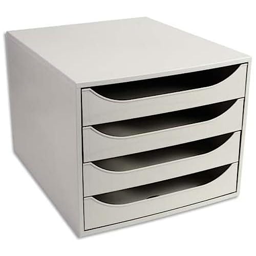Exacompta 228606D Ablagebox Office mit 4 Schubladen für DIN A4+ Dokumente. Ecobox mit hoher Kapazität für mehr Platz auf dem Schreibtisch Big Box Grau von Exacompta
