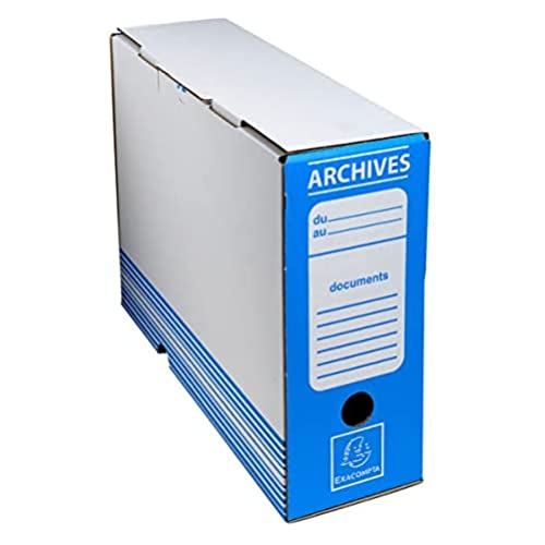 Exacompta 261005H 50er Pack Archivbox aus Wellpappe 10cm breit für DIN A4 Sammelbox Ablagebox blau von Exacompta