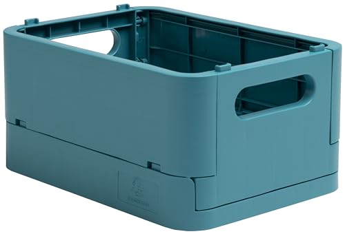 Exacompta 27034D Aufbewahrungsbox SMART CASE MINI. Faltbare Mehrzweckbox aus Recycling-Kunststoff DIN A6+ stapelbare Klappkiste Klappkorb Klappbox Allzweckbox Aufbewahrungskiste Pazifikblau von Exacompta