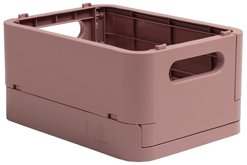 Exacompta 27038D Aufbewahrungsbox SMART CASE MINI. Faltbare Mehrzweckbox aus Recycling-Kunststoff DIN A6+ stapelbare Klappkiste Klappkorb Klappbox Allzweckbox Aufbewahrungskiste Altrosa von Exacompta