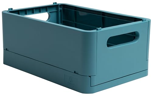 Exacompta 27134D Aufbewahrungsbox SMART CASE MIDI. Faltbare Mehrzweckbox aus Recycling-Kunststoff DIN A5+ stapelbare Klappkiste Klappkorb Klappbox Allzweckbox Aufbewahrungskiste Pazifikblau von Exacompta