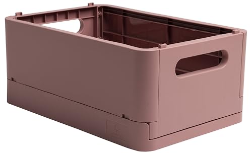 Exacompta 27138D Aufbewahrungsbox SMART CASE MIDI. Faltbare Mehrzweckbox aus Recycling-Kunststoff DIN A5+ stapelbare Klappkiste Klappkorb Klappbox Allzweckbox Aufbewahrungskiste Altrosa von Exacompta