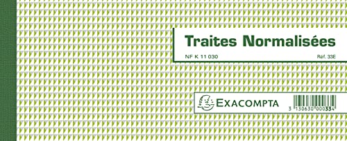 Exacompta 33E 10er Pack Notizbuch Französisch "traites normalisees" 10,1x21cm - 50 Blätter von Exacompta