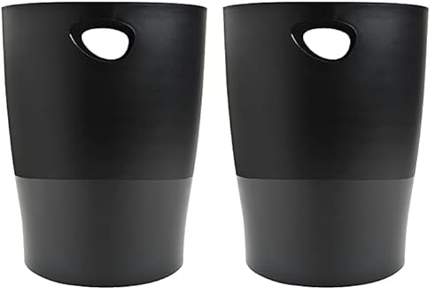 Exacompta 453014D ECOBIN Papierkorb EcoBlack 15 Liter mit Griffen. Eleganter und robuster Papierkorb und Mülleimer im modernen Design schwarz Blauer Engel (Packung mit 2) von Exacompta