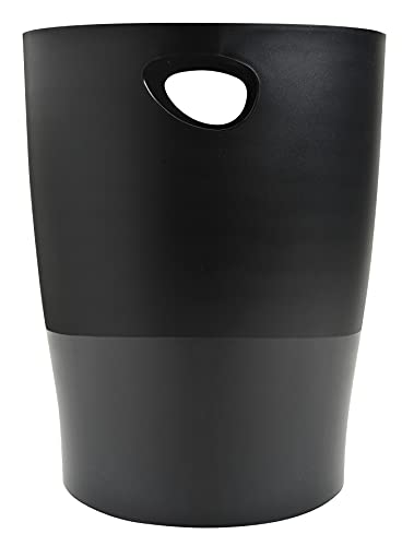 Exacompta 453014D ECOBIN Papierkorb EcoBlack 15 Liter mit Griffen. Eleganter und robuster Papierkorb und Mülleimer im modernen Design schwarz Blauer Engel von Exacompta