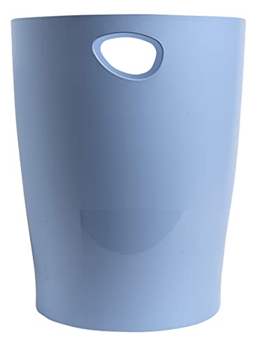 Exacompta 45309D ECOBIN Papierkorb BeeBlue aus Recycling-Kunststoff 15 Liter mit Griffen. Eleganter und robuster Papierkorb und Mülleimer im modernen Design Hellblau Blauer Engel von Exacompta