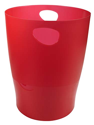 Exacompta 45324D ECOBIN 8er Pack Papierkörbe 15 Liter mit Griffen. Eleganter und robuster Papierkorb und Mülleimer im modernen Design karminrot von Exacompta