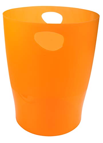 Exacompta 45352D ECOBIN 8er Pack Papierkörbe 15 Liter mit Griffen. Eleganter und robuster Papierkorb und Mülleimer im modernen Design orange von Exacompta