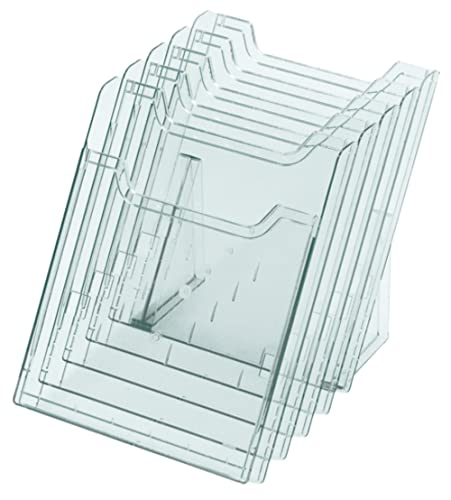 Exacompta 60258D Tisch-Prospekthalter DIN A4 mit 5 Teilen/Fächern aus starkem transparentem Acryl beliebig erweiterbar durch praktisches Stecksystem von Exacompta