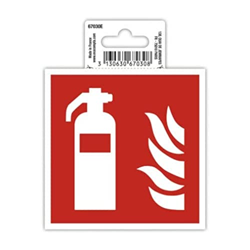 Exacompta 67030E Feuerlöscher Klebeschild 10x10cm Rot-Weiß aus UV-beständigem PVC Hinweisschild Schilder Warnhinweis Sticker Aufkleber Türschild von Exacompta