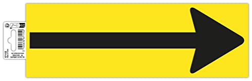 Exacompta 67115E Pfeil Klebeschild 30x10cm Schwarz-Gelb aus UV-beständigem PVC Hinweisschild Schilder Warnhinweis Sticker Aufkleber Türschild von Exacompta