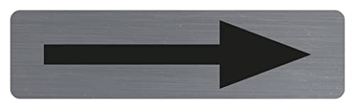 Exacompta 67165E Klebeschild "Pfeil" Aluminiumoptik gebürstet 16,5 x 4,4 cm selbstklebend 0,8mm starkes Trägermaterial ideal für Bürotüren uvm silber von Exacompta