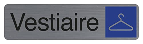 Exacompta - 67166E - 1 Stück Türschild selbstklebend - Wandschild mit Verkehrszeichen bedruckt - auf allen Untergründen - Aluminium Optik gebürstet - Maße: 16,5 x 4,4 cm von Exacompta